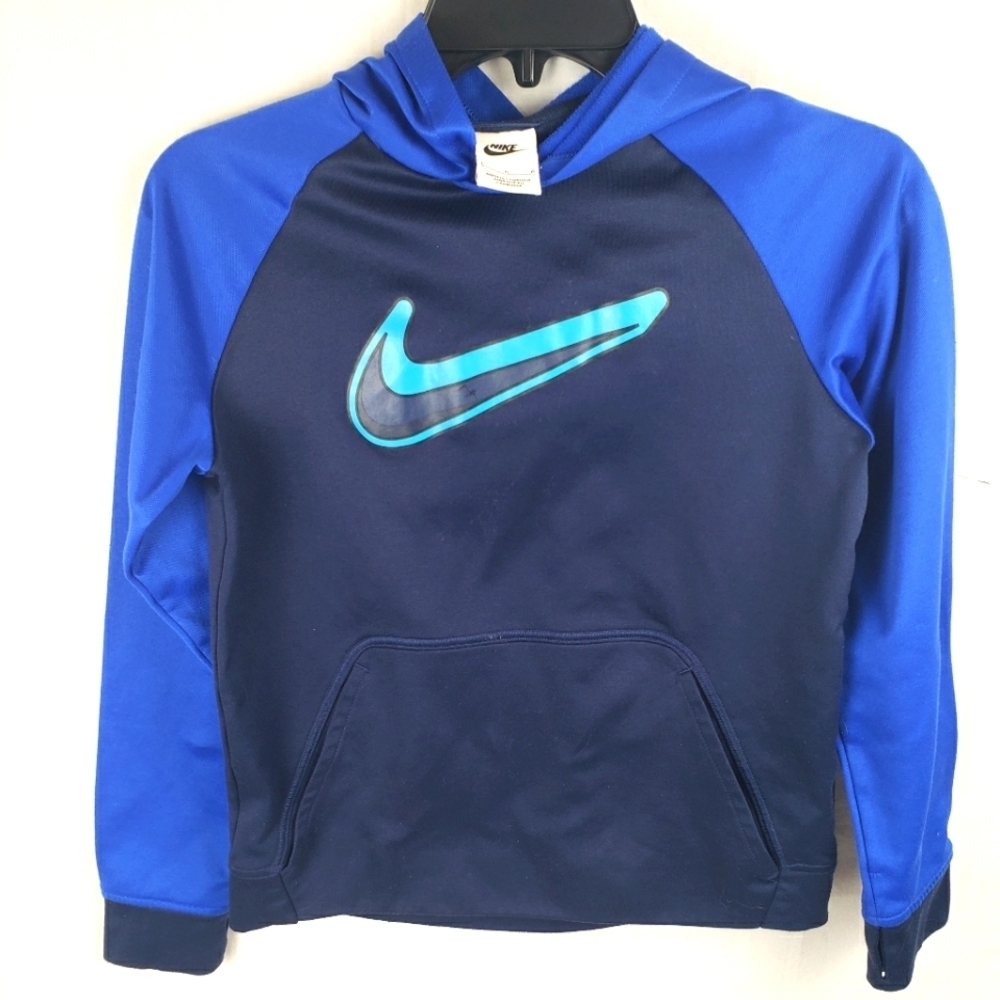 Nike Boys Blue and Navy Swoosh Hoodie Sz L